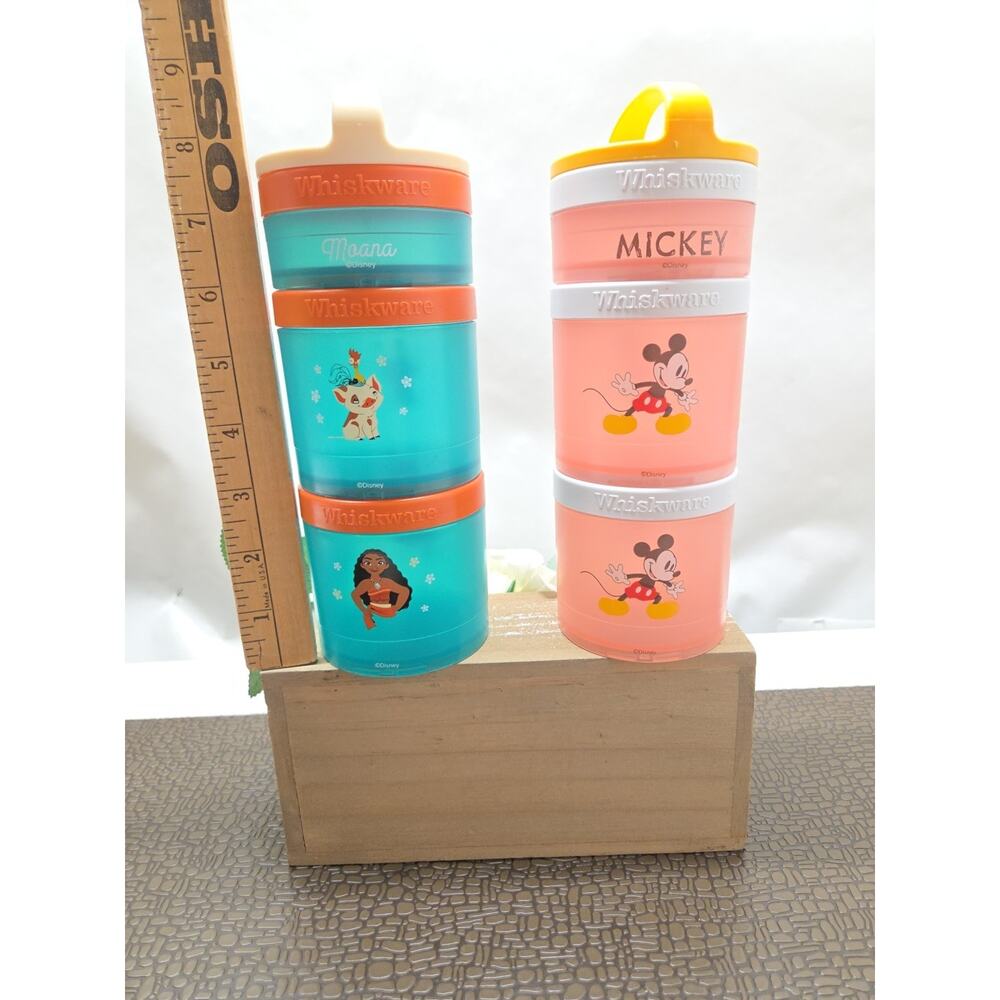 Whiskware Disney Mickey/Minnie& Moana Stackable Snack Containers BPA Free (2)